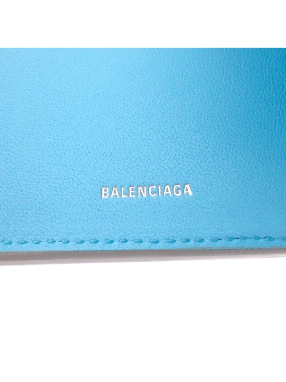 Balenciaga Envelope Mini Wallet Trifold Calf Gray Blue Silver - Picture 11 of 15